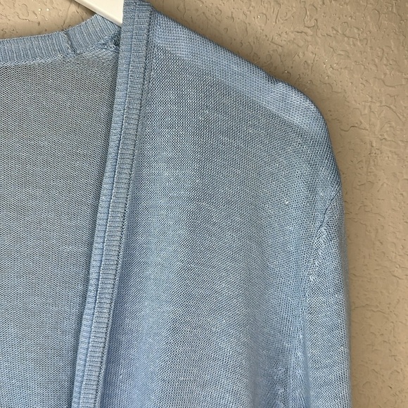 J. Jill Linen Cotton Blend Blue Flyaway Long Sleeve Cardigan Sweater Size Large - Picture 4 of 13
